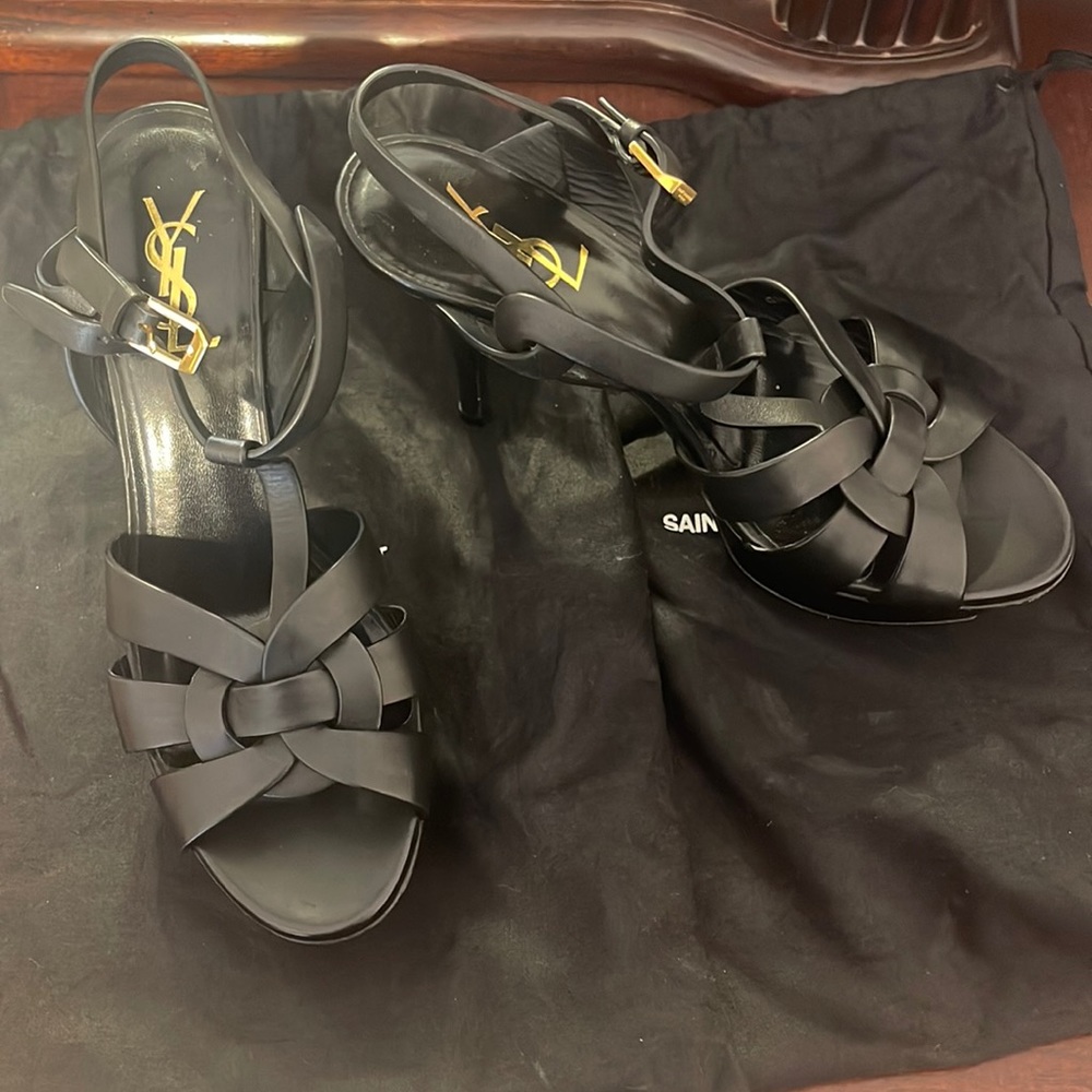 YSL Black Heels. Never worn! Includes shoe dust bags